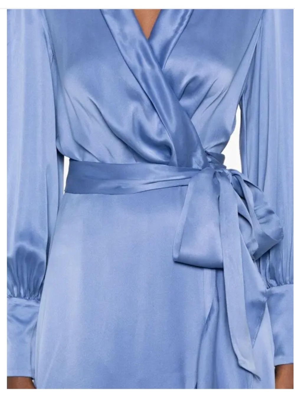 Zimmermann Lavender-Blue Long Sleeve Wrap Silk Dress - Picture 3 of 6